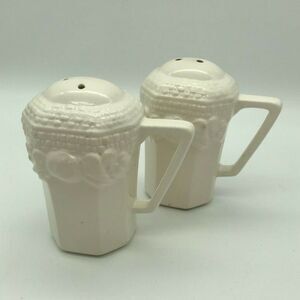 Vintage HIMARK Salt and Pepper Shakers White Handled Floral - Veggie Japan RARE